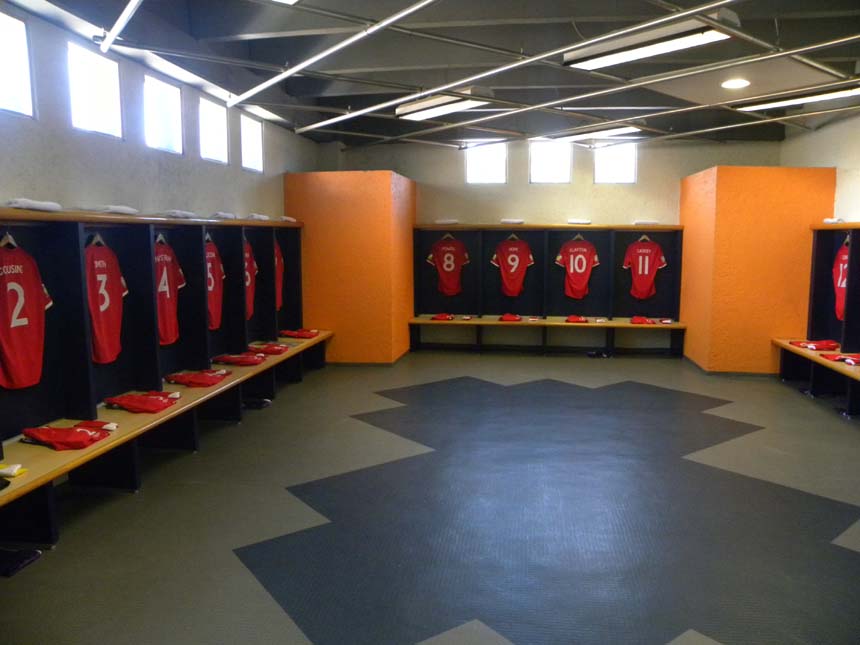 The England U17s dressing room ahead of the game with Canada.